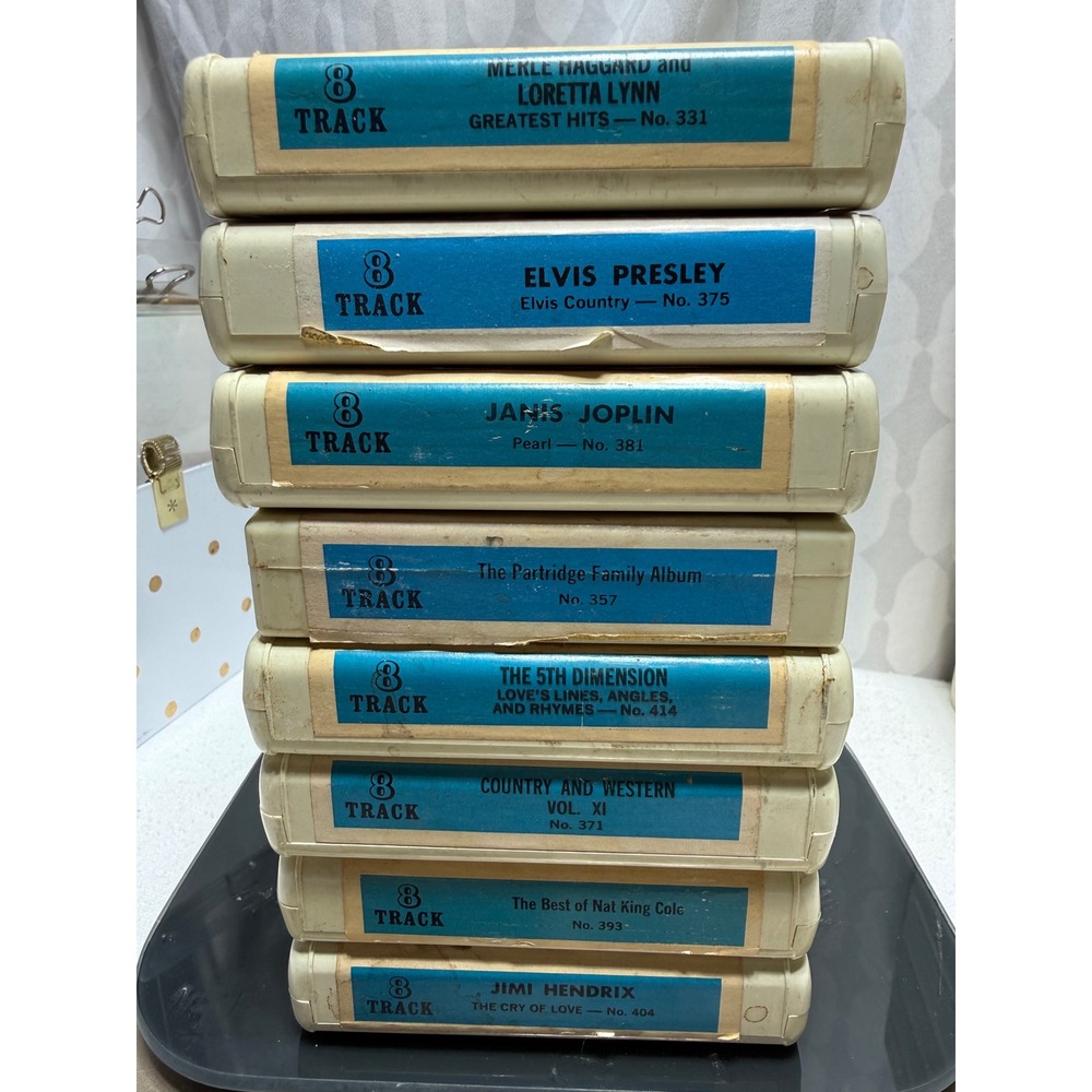 8 Vintage 8 Track Tapes M. Haggard Elvis Presley‎ Janis Joplin Partridge